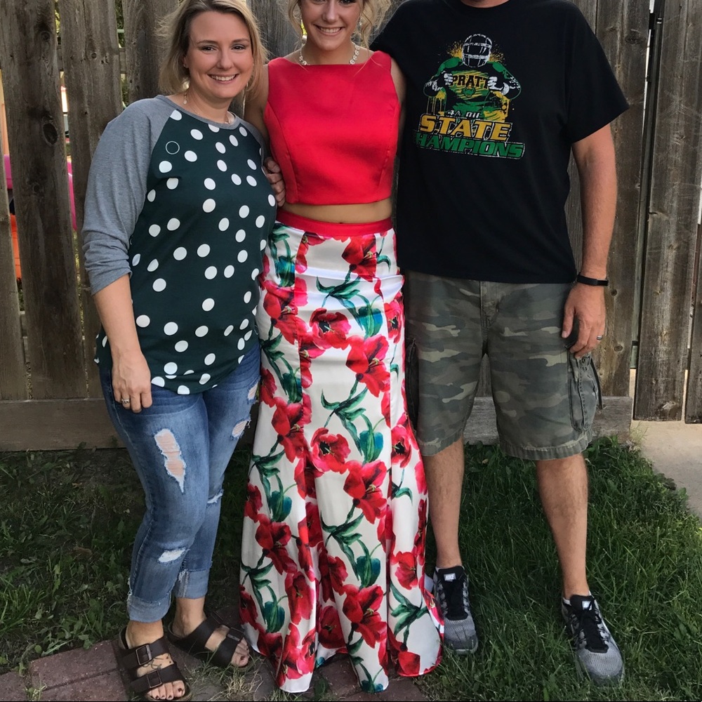 Red + Floral Prom Dress